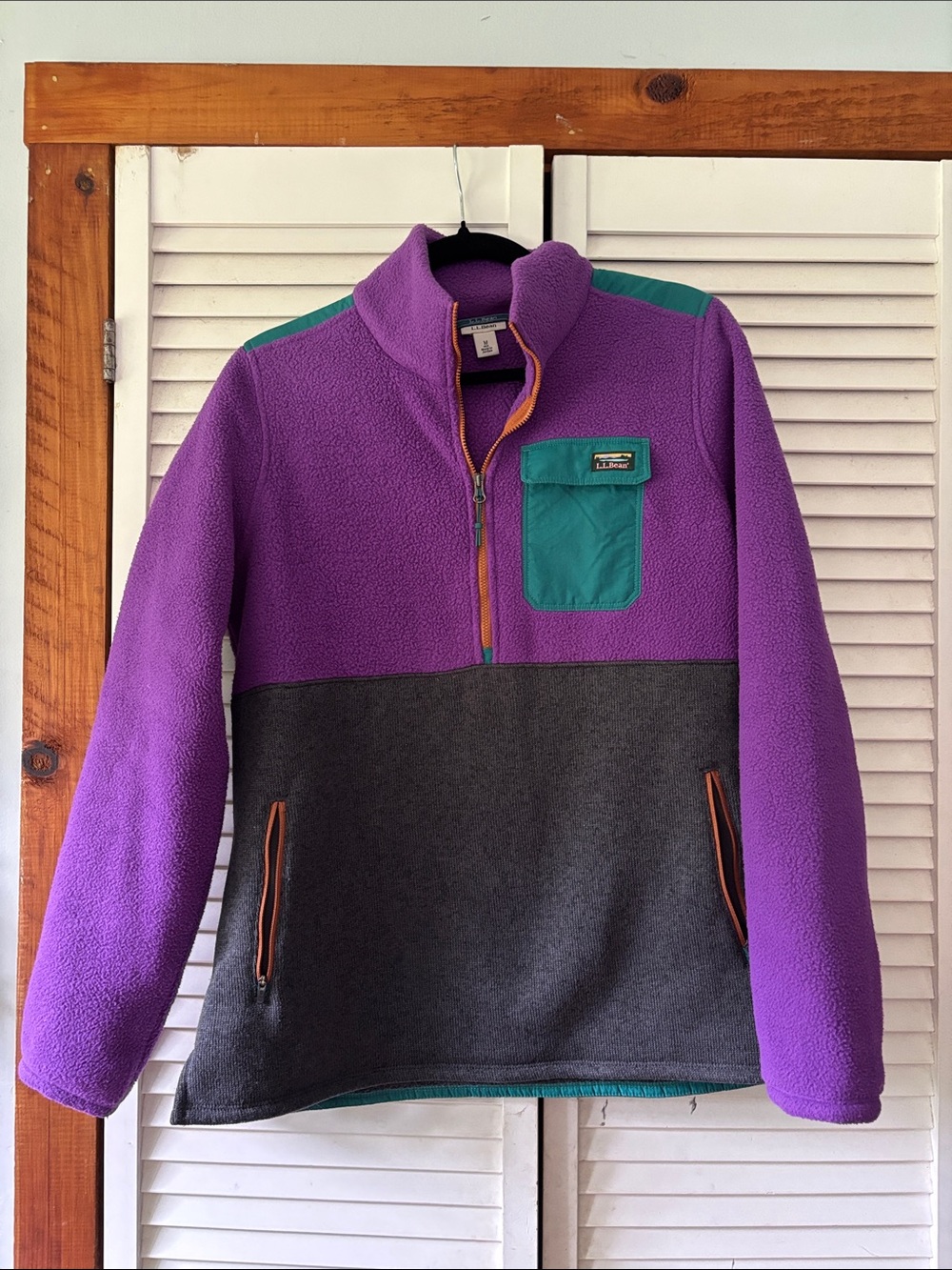 L.L. Bean Purple Fleece Jacket with Black Trim